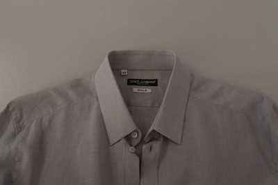 Shop Dolce & Gabbana Elegant Grey Slim Fit Linen Men's Shirt In Gray