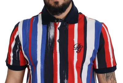 Dolce & Gabbana Multicolor 'brushstrokes' Cotton Polo Shirt In Multicolor