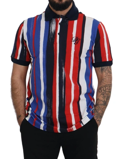 Dolce & Gabbana Multicolor 'brushstrokes' Cotton Polo Shirt In Multicolor