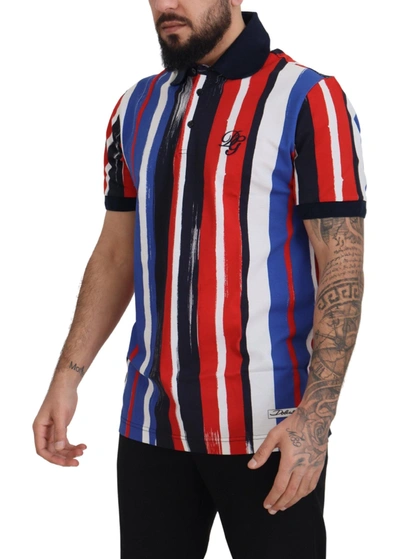 Dolce & Gabbana Multicolor 'brushstrokes' Cotton Polo Shirt In Multicolor