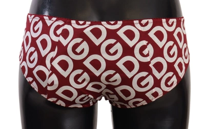 Shop Dolce & Gabbana Chic Maroon White Logo Swim Women's Bottoms In Multicolor