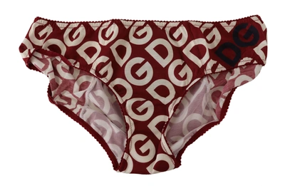 Shop Dolce & Gabbana Chic Maroon White Logo Swim Women's Bottoms In Multicolor
