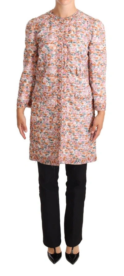 Shop Dolce & Gabbana Elegant Floral Silk Trench Women's Coat In Multicolor