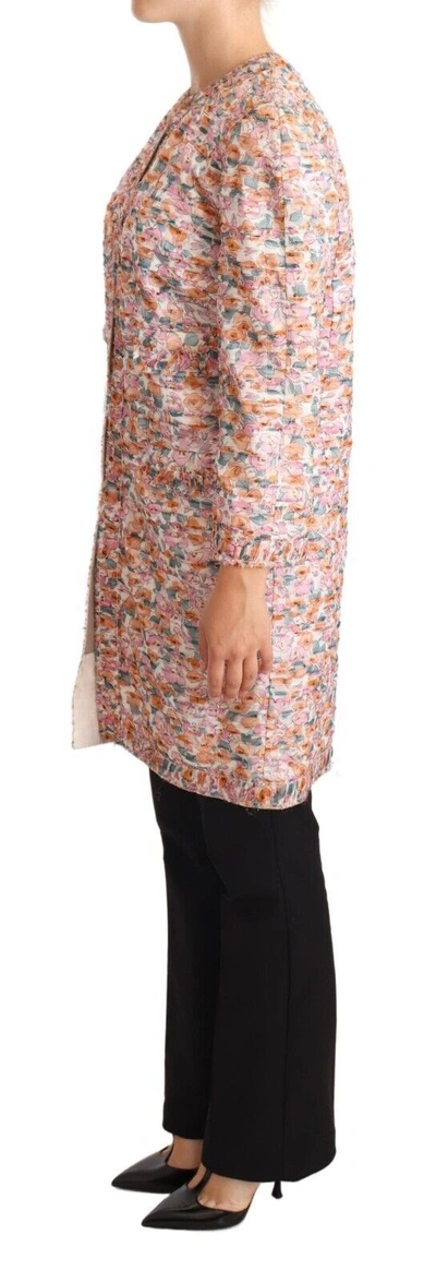 Dolce & Gabbana Multicolor Floral Print Silk Trench Coat Jacket In Multicolor