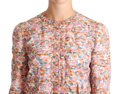 Dolce & Gabbana Multicolor Floral Print Silk Trench Coat Jacket In Multicolor