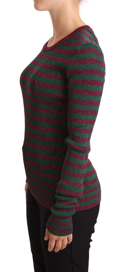Dolce & Gabbana Multicolor Stripes Crew Neck Pullover Sweater In Multicolor