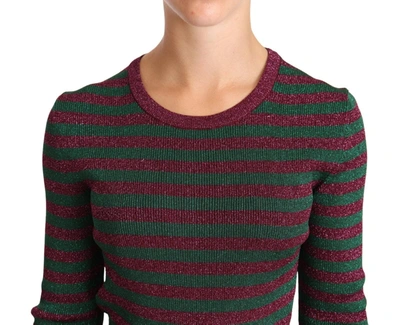 Dolce & Gabbana Multicolor Stripes Crew Neck Pullover Sweater In Multicolor
