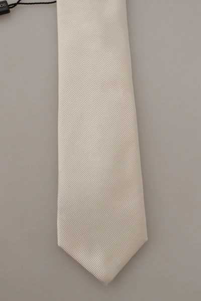 Shop Dolce & Gabbana Elegant White Silk Men's Men's Tie
