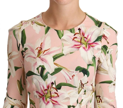 Shop Dolce & Gabbana Pastel Pink Lily Print Fitted Women's Blouse