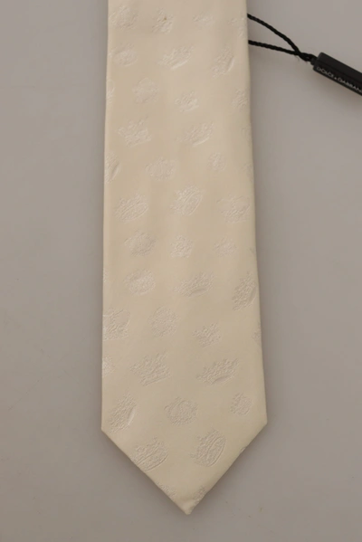 Shop Dolce & Gabbana Elegant Off-white Silk Bow Men's Tie