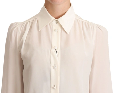 Shop Dolce & Gabbana Elegant Silk Top In Off Women's White In Off White
