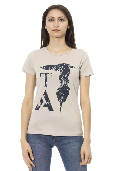 Shop Trussardi Action Elegant Beige Printed Tee For The Stylish Women's Woman