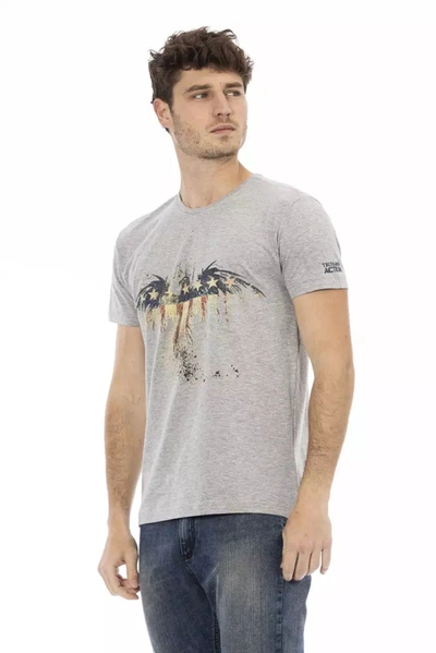 Shop Trussardi Action Elevated Casual Gray Tee With Unique Front Men's Print