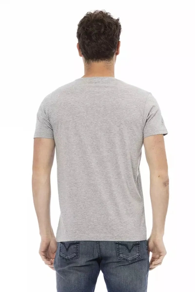 Shop Trussardi Action Elevated Casual Gray Tee With Unique Front Men's Print