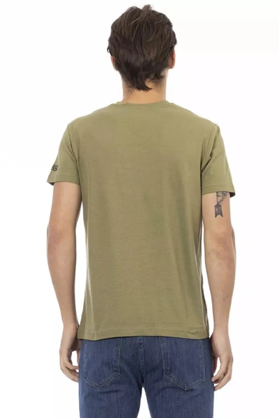 Shop Trussardi Action Elegant V-neck Tee With Chic Front Men's Print In Green