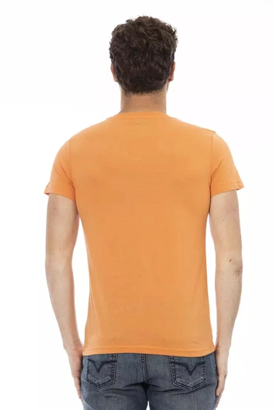 Shop Trussardi Action Orange V-neck Tee With Front Men's Print