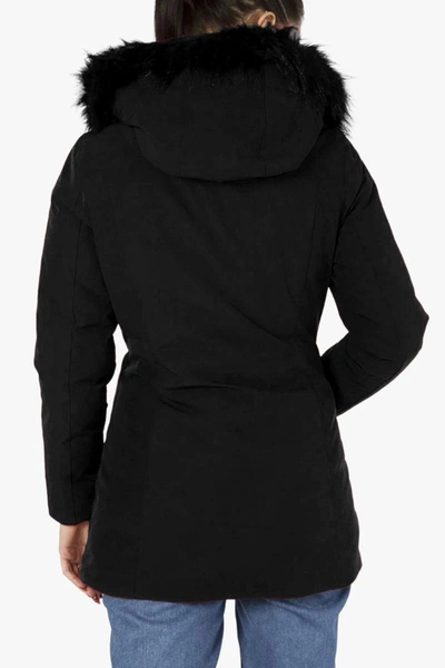 Shop Yes Zee Chic Hooded Down Jacket With Fur Women's Detail In Black