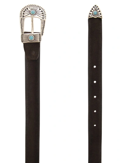 Shop Alberto Luti Leather Belt With Machined Buckle