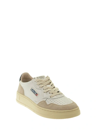 Autry 'medalist' White Low Top Sneakers With Beige Suede Details