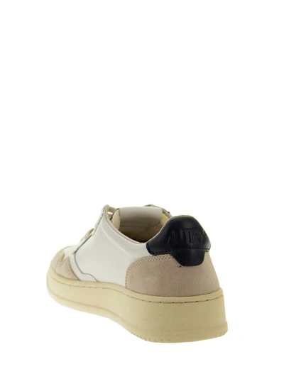 Autry 'medalist' White Low Top Sneakers With Beige Suede Details