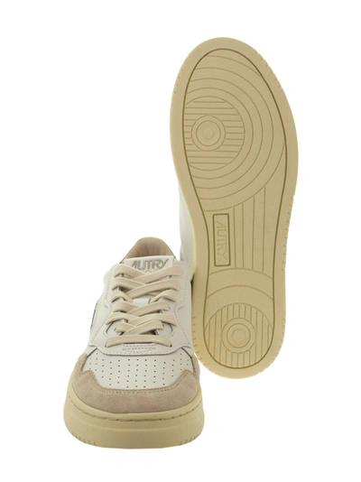 Autry 'medalist' White Low Top Sneakers With Beige Suede Details