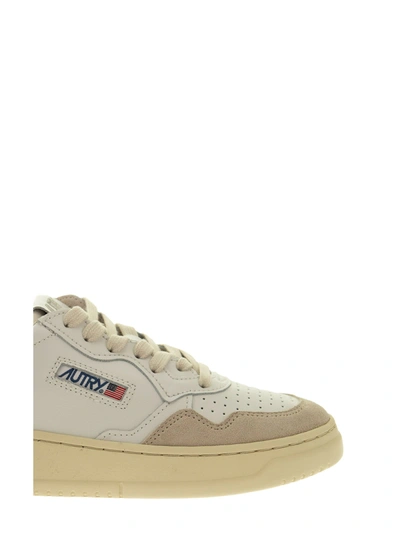 Autry 'medalist' White Low Top Sneakers With Beige Suede Details