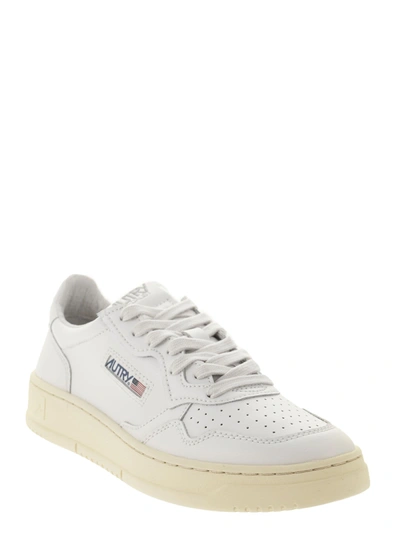 Autry Leather Low-top Sneakers With Perforated Toe Box In White