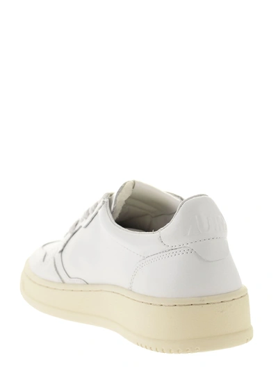 Autry Leather Low-top Sneakers With Perforated Toe Box In White