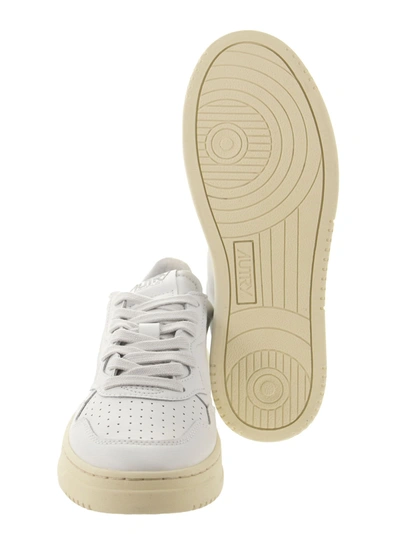 Autry Leather Low-top Sneakers With Perforated Toe Box In White