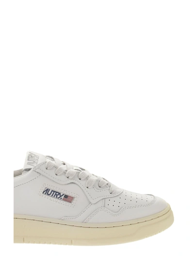 Autry Leather Low-top Sneakers With Perforated Toe Box In White