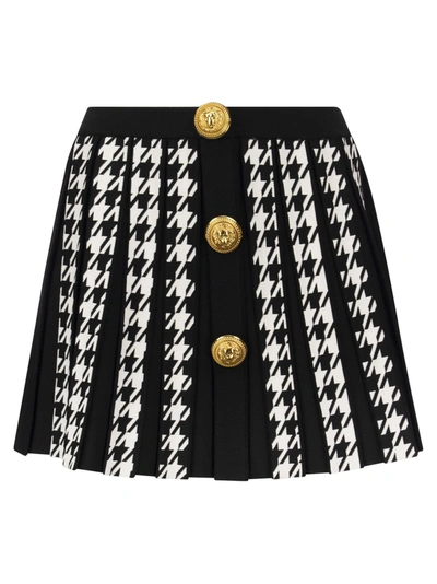 Shop Balmain Pleated Miniskirt With Buttons