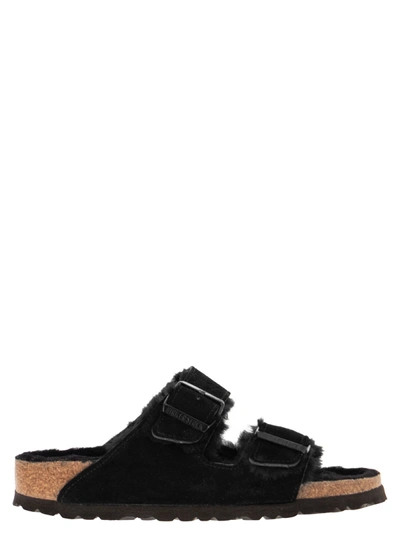 Shop Birkenstock Arizona Suede Lamb Fur Slipper