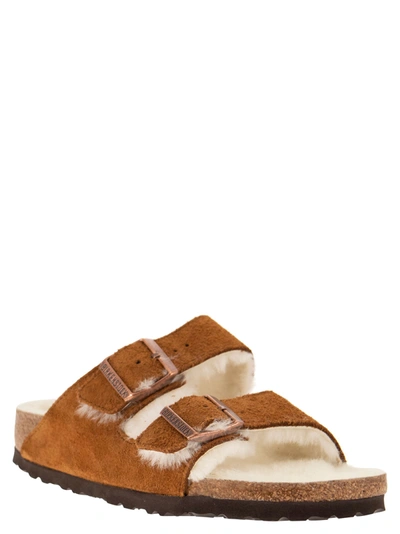 Shop Birkenstock Arizona Suede Lamb Fur Slipper