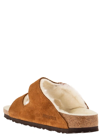 Shop Birkenstock Arizona Suede Lamb Fur Slipper