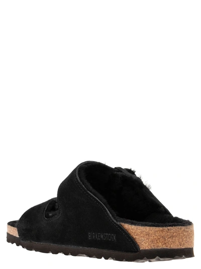 Birkenstock 'arizona' Black Sandals With Logo Lettering On The Buckle