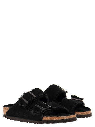 Birkenstock 'arizona' Black Sandals With Logo Lettering On The Buckle