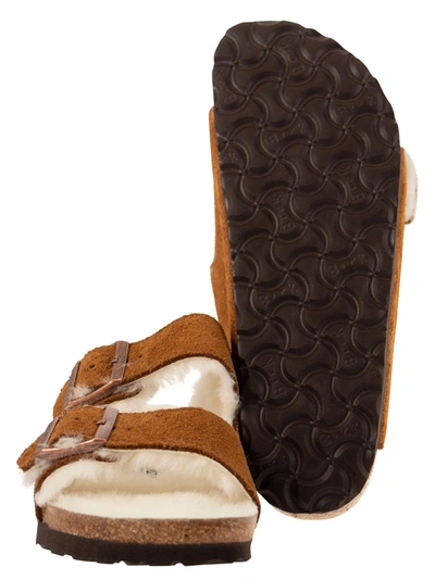 Shop Birkenstock Arizona Suede Lamb Fur Slipper