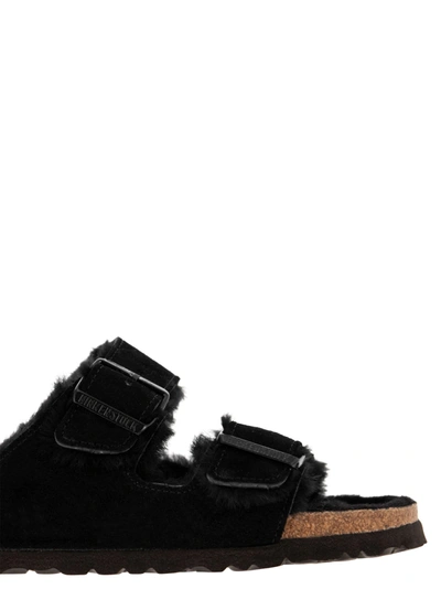 Birkenstock 'arizona' Black Sandals With Logo Lettering On The Buckle