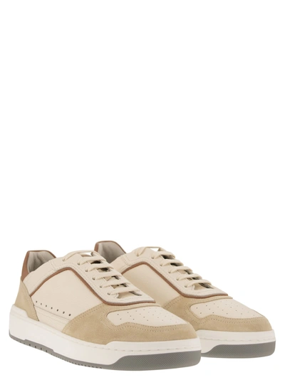 Shop Brunello Cucinelli Basket Trainers In Grained Calfskin And Washed Suede