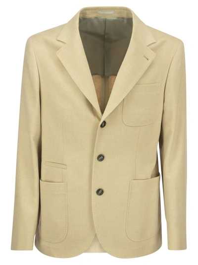 Shop Brunello Cucinelli Camel Jacket With Patch Pockets