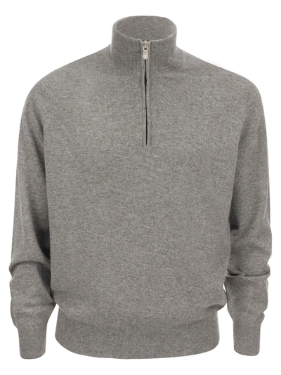 Shop Brunello Cucinelli Cashmere Turtleneck Sweater With Zip