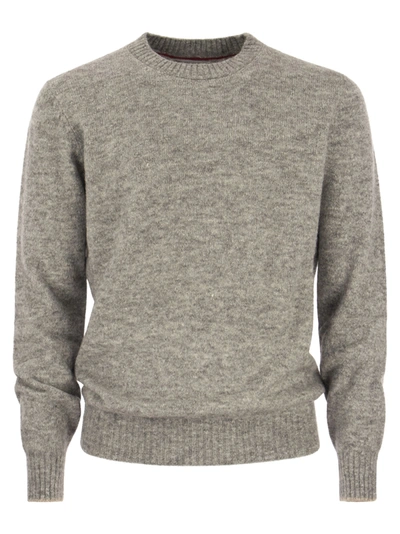 Shop Brunello Cucinelli Crew Neck Sweater In Alpaca Cotton And Wool