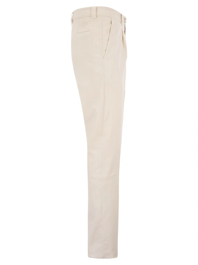 Shop Brunello Cucinelli Cotton Blend Trousers With Darts