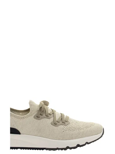Shop Brunello Cucinelli Cotton Chiné Knit Runners Sneakers