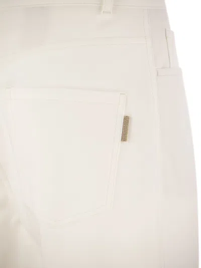 Shop Brunello Cucinelli Five Pocket Curved Trousers In Stretch Cotton Interlock