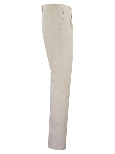 Shop Brunello Cucinelli Garment Dyed Leisure Fit Trousers In American Pima Comfort Cotton With Pleats