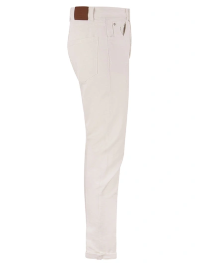 Shop Brunello Cucinelli Garment Dyed Traditional Fit Five Pocket Trousers In Slubbed Cotton Denim