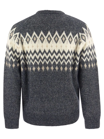 Shop Brunello Cucinelli Icelandic Jacquard Buttoned Sweater In Alpaca, Cotton And Wool