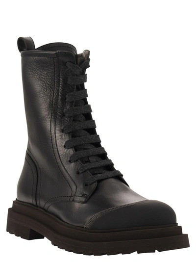 Shop Brunello Cucinelli Leather Boot With 'precious Contour