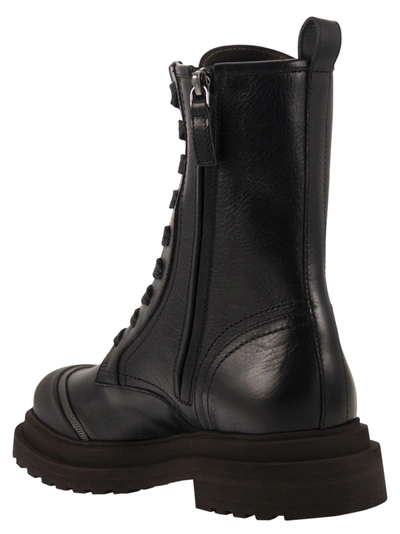Shop Brunello Cucinelli Leather Boot With 'precious Contour